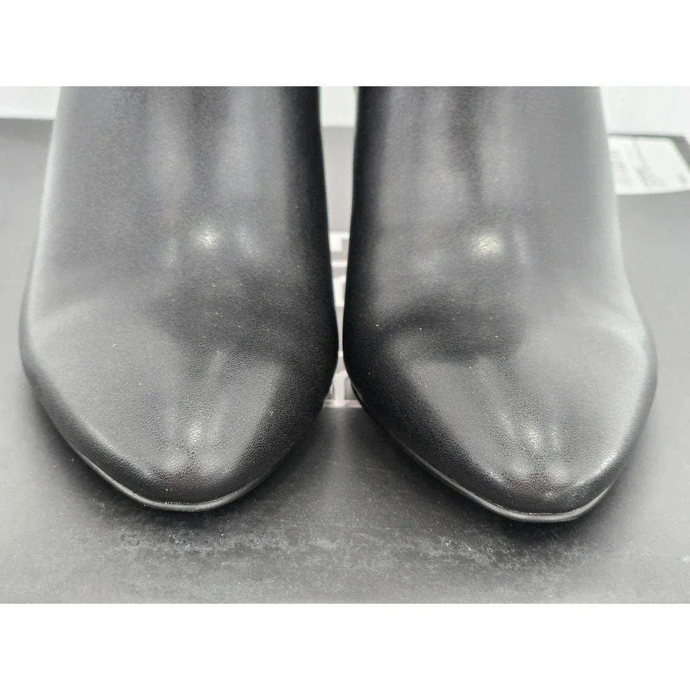 BCBG Riverlin Ankle Boots Women 5.5 Black Faux Leather Pointed Toe Heel - New